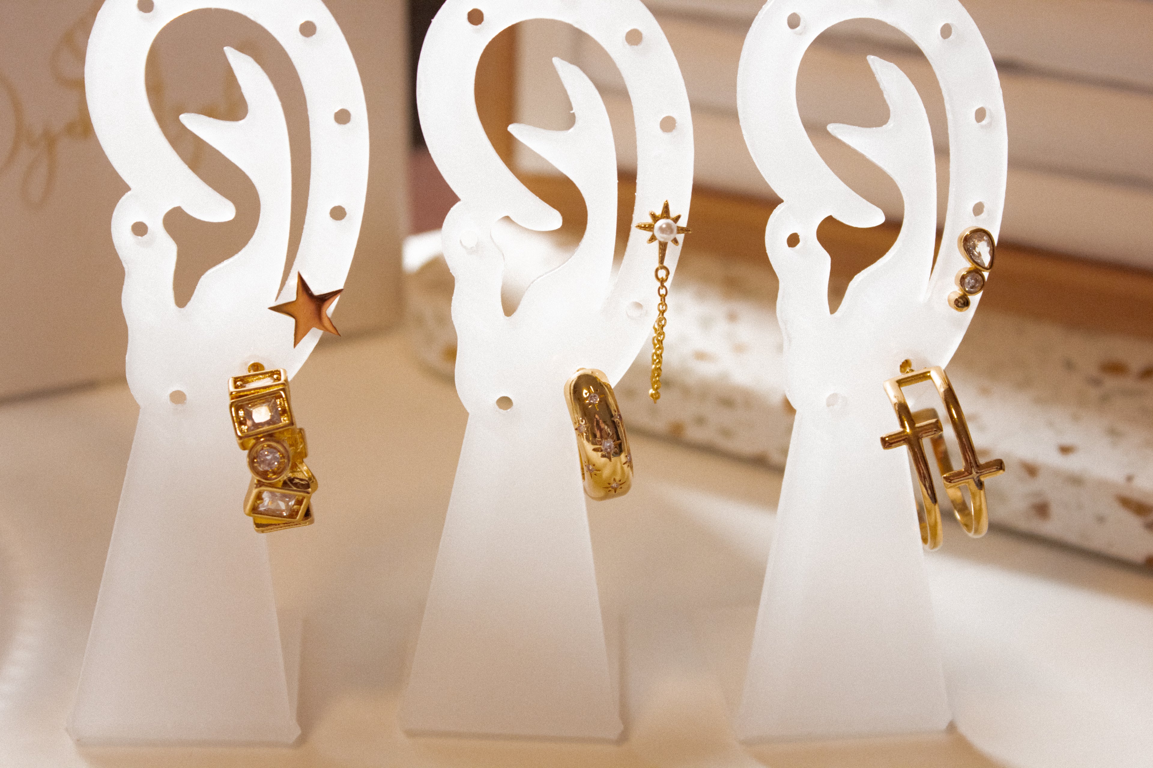 Small White Star earrings