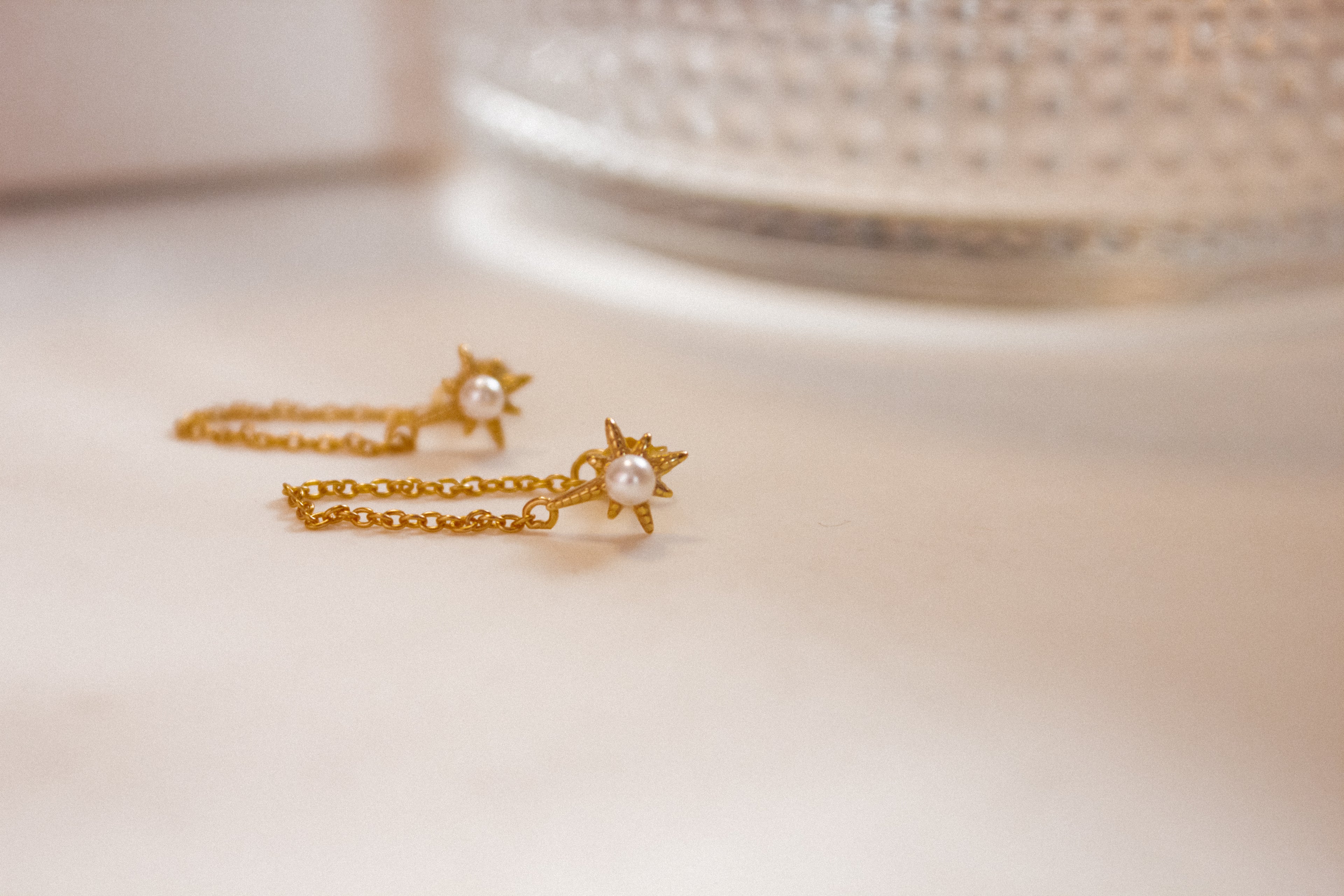 Small White Star earrings