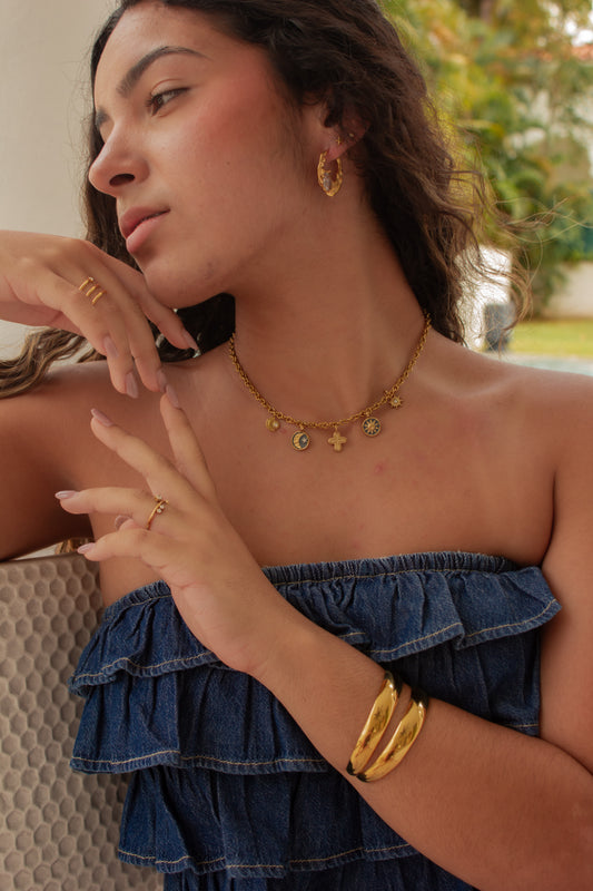 Olive Zirconia hoops earrings