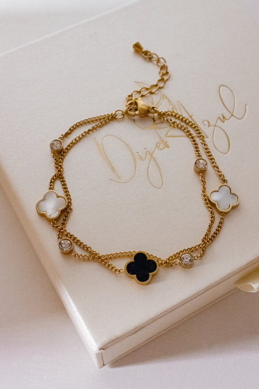 B&W Clover Double bracelet