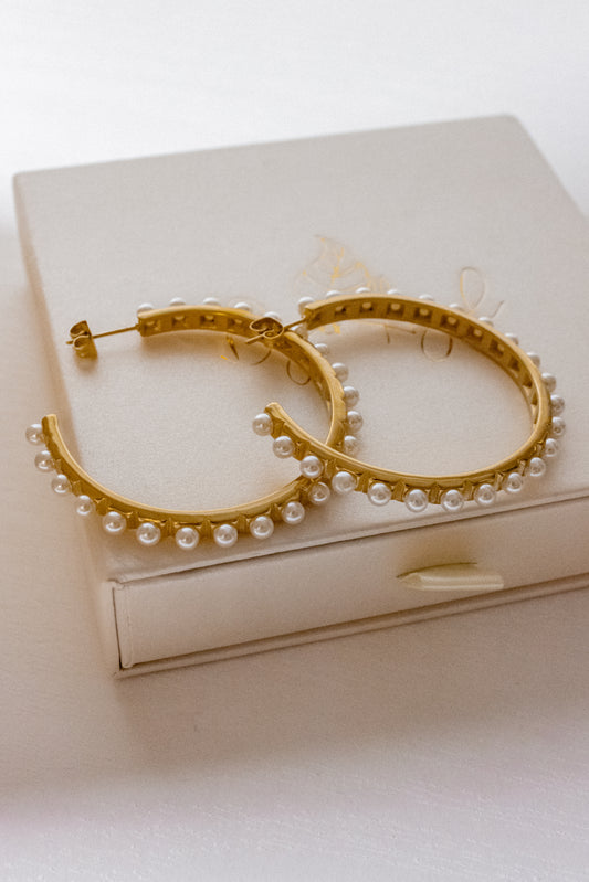 Pearls Big hoops earrings