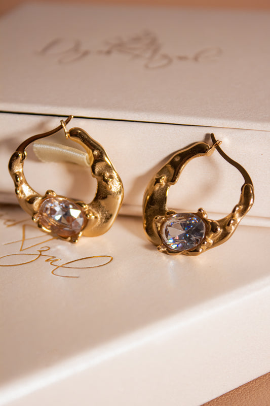 Olive Zirconia hoops earrings