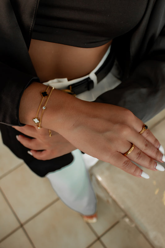 B&W Clover Double bracelet