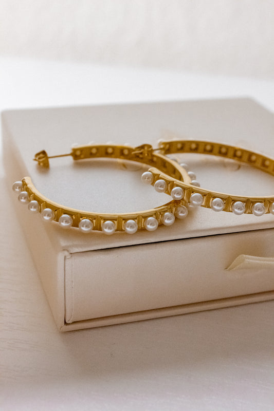 Pearls Big hoops earrings