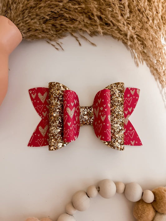 Dark Pink Hearts bow