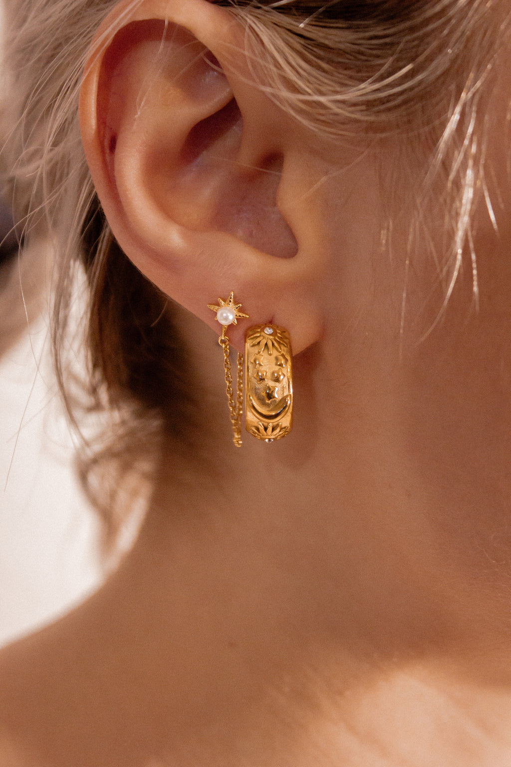 Small White Star earrings