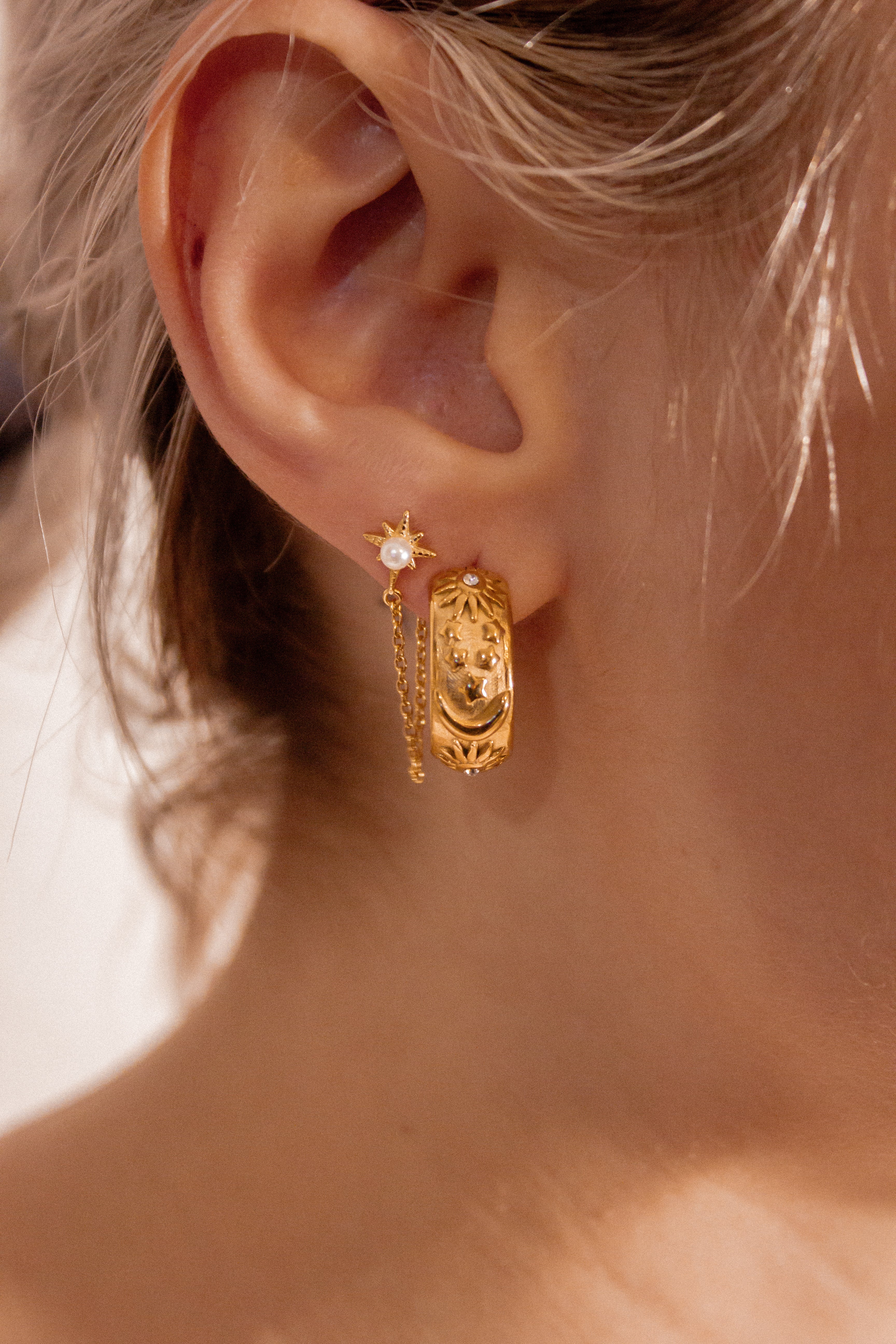 Small White Star earrings